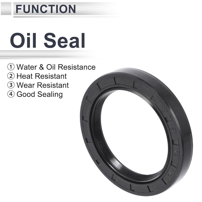 RATCHROLL Universal Oil Seal TC Double Lip W Steel Spring Seal Ring Rotary Shaft Seal 52x72x10mm High Pressure NBR Rubber Black 5 Pcs - Image 3